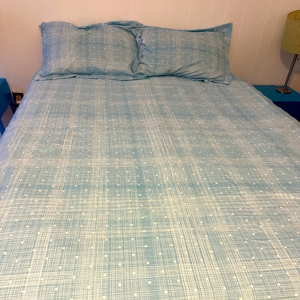 Machine Washable Ultra Soft Hypoallergenic Blue and White 3-Piece Duvet …
